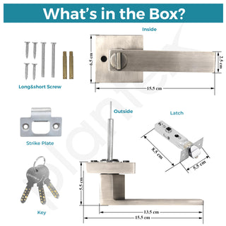 Plantex Mortise Lock Set For Home/Main Door - 3 Computerized Keys, Door Hardware - Pack Of 1 (Satin), Silver