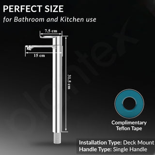 Plantex Pure Brass Tap for Wash Basin with Water Saving Nozzle/High Neck Pillar Cocke for Basin/Sink Tap for Wash Basin with Teflon Tape-7 Year Warranty (ORN-204-Chrome)