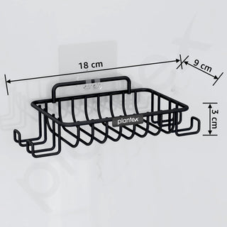 Plantex Self Adhesive Soap Dish with Hook for Bathroom/GI Steel Soap Case with Hook/Soap Holder/Soap Tray with Hook/Bathroom Accessories - (Black)