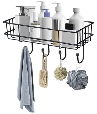 Plantex No Drill Bathroom Organizer/Self-Adhesive Bathroom Shelf/Corner Rack/Multipurpose Kitchen Shelf - Combo of 2 (Black), Alloy Steel