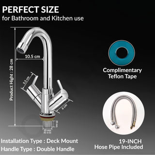 Plantex Mixer Tap for Bathroom/Hot & Cold Basin Mixer/Wash Basin Tap/Bathroom Accessories - Pack of 1 (Rio, Chrome)