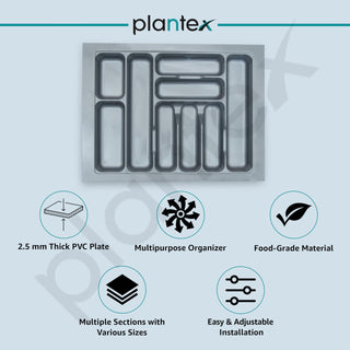 Plantex Cutlery tray for Kitchen Drawer/Cutlery Cosmetic Stationary Organizer/Cabinet Cutlery Tray Organizer for Modular Kitchen - (Grey-25 X 18.5 INCH)