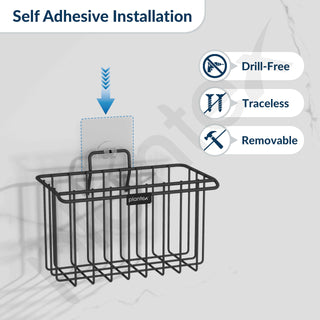 Plantex Self Adhesive Shelf/Wall Mounted Storage Shelf/Rack/Toothbrush Holder with Kitchen Napkin Holder/Shelf for Bathroom