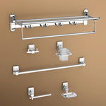 Plantex High Grade Stainless Steel Folding Towel Rack with Stainless Steel 304 Grade Darcy Bathroom Accessories Set 5pcs (Towel Rod/Napkin Ring/Tumbler Holder/Soap Dish/Robe Hook)