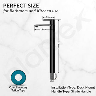 Plantex Pure Brass Pillar Tap for Wash Basin with Water Saving Aerator/High Neck Pillar Cocke for Basin/Sink Tap for Wash Basin with Teflon Tape -7 Year Warranty by Plantex-(ORN-204-PVD Black)