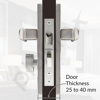Plantex Heavy-Duty Door Lock Set - Main Door Lock Handle Set/Mortise Lock with 3 Keys, Brass Lock Body & Cylinder (8127 - Satin White & Chrome)
