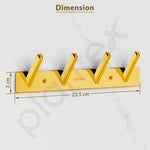 Plantex Wall Hooks for Hanging Cloth/Stainless Steel Towel Hangers/Bathroom Robe Hooks/Door Hangers/Square Wall Hook/Hook Rail for Hanging Keys - 4 Hooks (Pack of 2, PVD Gold)