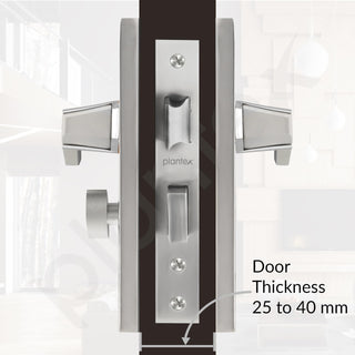 Plantex Heavy-Duty Door Lock Set - Main Door Lock Handle Set/Mortise Lock with 3 Keys, Brass Lock Body & Cylinder (8126 - Steel Satin & Chrome)