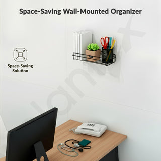 Plantex Self Adhesive Bathroom Shelf Rack/Bathroom Organiser Without Drill//GI-Steel Shelf for Kitchen with Magic Stickers/Bathrooms Accessories- (12x5 inches,Black)