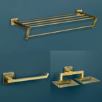 Plantex Decan 304 Grade Stainless Steel Towel Rack for Bathroom/Double Soap Holder/Napkin Ring/Bathroom Accessories - Brass Antique