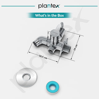 Plantex Pure Brass 2 Way Bibcock Water Tap with Brass Wall Flange & Teflon Tape/Quarter Turn Washing Machine tap with Water Saving Aerator/Basin tap-(FLO-807-Chrome)