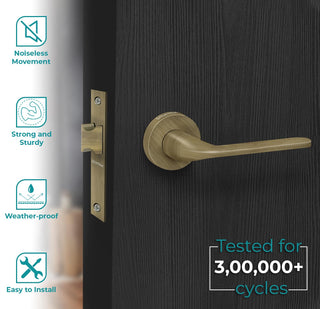 Plantex Pearl Mortise Door Lock for Balcony and Bathroom Door Lock/Keyless Pull Handle Set with Baby Latch (7060 - Brass Antique Finish)