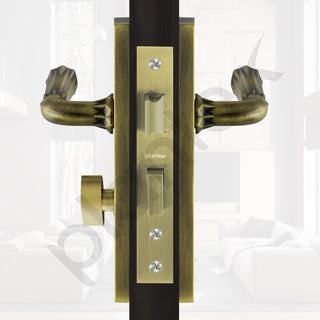 Plantex Heavy-Duty Door Lock Set - Main Door Lock Handle Set/ 6-Lever Lock Mechanism with 3 Years of Warranty/Mortise Lock with 3 Keys, Brass Lock Body & Cylinder(8117 - Brass Antique)