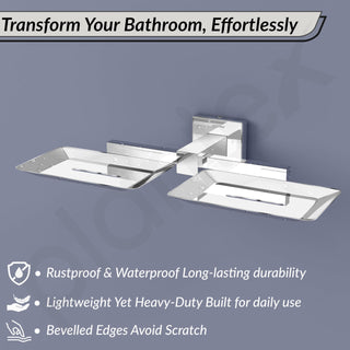 Plantex Aqua Stainless Steel Double Soap Holder for Bathroom/Soap Dish/Soap Stand for Bathroom Accessories - (Chrome)