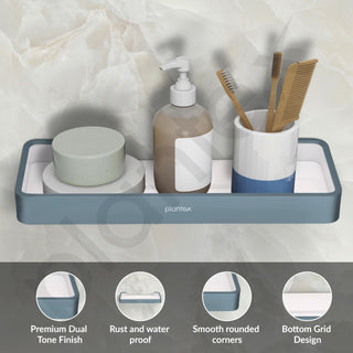 Plantex Shelf for Bathroom/Aluminium and Acrylic Multipurpose Shelf/15x5 inch Shelf for Home/Office/Hotel - Pack of 1 (Grey and Milky White)