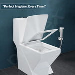 Plantex Hygienic Toilet Combo/ Polypropylene Toilet Seat Cover for Bathroom/ Pure Brass Health Faucet set with 1.20 meter Hose Pipe for Toilet with Wall Hook - Combo (Chrome)