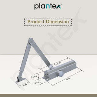Plantex Aluminium Door Closer for Wooden Doors - Hydraulic Automatic Soft Close for Hotel/Home/Office - ISO 9001 Certified (MI-100, Capacity - 75 Kg, Silver)