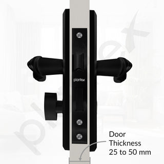 Plantex Heavy-Duty Door Lock Set - Main Door Lock Plate Handle Set/6-Lever Mechanism Mortise Locks with 3 Keys/Brass Locks Body & Cylinder (PTP-09- Black)