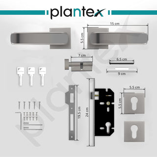 Plantex Premium Door Lock with 3 Years of Warranty/Main Door Locks for Home/Mortise Lock for Door - Main Door Lock Set (7112 - Satin White & Satin Black)