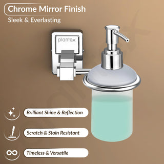 Plantex 304 Grade Stainless Steel Liquid Soap Dispenser/Shampoo Dispenser/Hand Wash Dispenser/Bathroom Accessories Pack of 1, Darcy (Chrome)