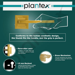 Plantex Mortise Door Lock with 3 Years of Warranty/Main Door Lock for Home/Office/Hotel - Gold Finish (605-PVD Gold)