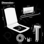 Plantex Hygienic Toilet Combo/Polypropylene Toilet Seat Cover / Self Adhesive Toilet paper holder/D- Shape Health Faucet Set with 1.20 meter hose Pipe for Toilet and Clamp (Chrome)