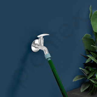 Plantex 3/4in Nozzle Bib Cock Water tap for Washing Machine with Wall Flange and Teflon Tape-(1206-Mirror Chrome Finish)