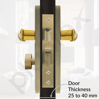 Plantex Heavy-Duty Door Lock Set - Main Door Lock Handle Set/Mortise Lock with 3 Keys, Brass Lock Body & Cylinder (8124 - Brass Antique & PVD Gold)