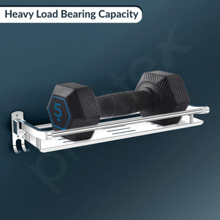 Plantex Elegant Stainless Steel Multipurpose Folding Bathroom Shelf/Towel Rack with Towel Hooks/Bathroom Accessories - Wall Mount (Chrome)