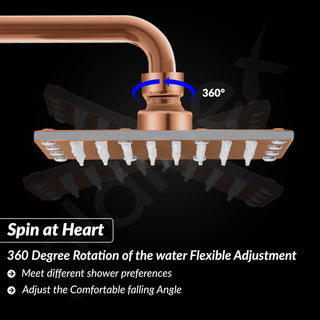 Plantex Stainless Steel Overhead Shower 6 x 6 inch with Water-Saving Technology/High pressure Rain Shower Head without Arm/Bathroom Shower -(Sandwich-PVD Rose Gold)