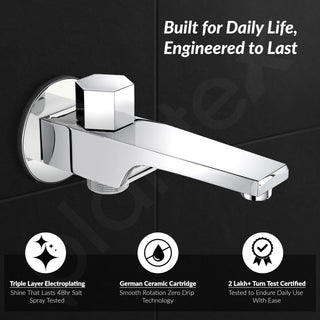 Plantex Steel Spout for Bathroom with Wall Flange and Teflon Tape/Button Attachment for Hand Shower-(AC06-Chrome)