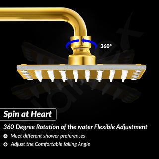 Plantex Stainless Steel Overhead Shower 6 x 6 inch with Water-Saving Technology/High pressure Rain Shower Head without Arm/Bathroom Shower -(Sandwich-PVD Gold)