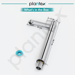 Plantex Pure Brass High Neck Pillar Tap for Wash Basin with Teflon Tape/Tabletop Wash Basin Tap/Pillar Cock with 7 Year Warranty (FLO-804-Mirror Chrome)