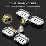 Plantex Dual Soap Holder for Bathroom/Pure Brass Double Soap Dish/soap Stand/Soap Bar/Soap Case/Bathroom Accessories - Pack of 1 (APS-DL-04, Chrome)