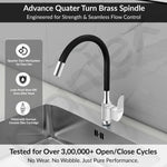 Plantex Pure Brass Flexible Tap for Kitchen Sink with Brass Wall Flange and Teflon Tape/360° Rotating Sink Tap for Kitchen Basin with Water Saving Aerator - (Epic, 6325)