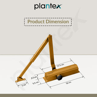 Plantex Aluminium Door Closer - Hydraulic Automatic Soft Close for Hotel/Home/Office - ISO 9001 Certified (MI-200, Capacity - 55 kg, Golden)