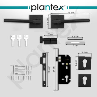 Plantex Premium Main Door Lock With 3 Years Warranty - Mortise Lock Set for Home (7122 - Z-Black)