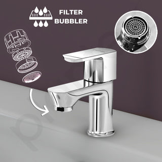 Plantex Pillar Tap for Bathroom with Water Saving Aerator/Single Lever Tap for Wash Basin with Teflon Tape/Tap for Table Top Deck Mount Pillar Tap - Pack of 1 (Chrome)