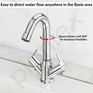 Plantex Mixer Tap for Bathroom/Hot & Cold Basin Mixer/Wash Basin Tap/Bathroom Accessories - Pack of 1 (Rio, Chrome)