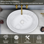 Plantex Ceramic Table Top Washbasin for Bathroom/Countertop Basin/Oval Counter Top Wash Basin for Home/Office/Hotel (21x16x6 Inch - White&Green)