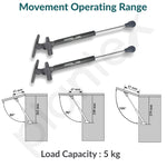 Plantex 10 Inch Soft Close Hydraulic Gas Spring Stay Strut Pneumatic Lift Support/Cabinet Hinges Support/Capacity 5 KGS (50 N) - Pair of 1 (2 Pcs) (Silver)
