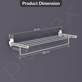 Plantex 304 Stainless Steel Towel Holder in Bathroom/Cloth Hanger for Bathroom/Towel Rack/Bathroom Accessories - Oreva (Chrome) 24 Inch