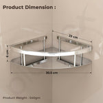 Plantex Bathroom Corner Shelf for Wall Mount/304 Grade Stainless Steel Corner Shelf for Bathroom with Railings/Bathroom Accessories Holder (9x9 inches, Chrome)
