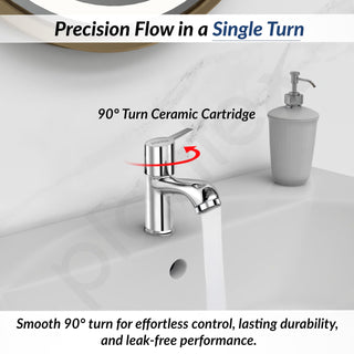 Plantex Pillar Tap for Bathroom with Water Saving Aerator and Brass Spindle/Wash Basin Tap with Teflon Tape/Single Lever Water Tap - (Rio-Chrome)