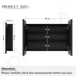 Plantex Steel bathroom mirror cabinet with LED/Bathroom Organiser/Double Door Rectangle Cabinet/Shelf for Wall with Mirror (32x24 Inch-Black)