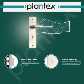 Plantex Heavy-Duty Door Lock Set - Main Door Lock Handle Set/ 6-Lever Lock Mechanism with 3 Years of Warranty/Mortise Lock with 3 Keys, Brass Lockbody (Matt)