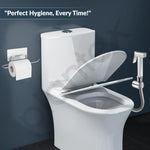 Plantex Hygienic Toilet Combo/Polypropylene Toilet Seat Cover / Self Adhesive Toilet paper holder/D- Shape Health Faucet Set with 1.20 meter hose Pipe for Toilet and Clamp (Chrome)