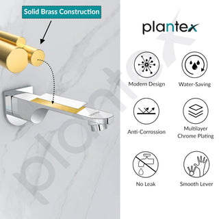 Plantex Pure Brass Bath Tub Spout with Wall Flange/High Flow Spout for Bathroom-(Chrome)