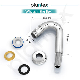 Plantex Pure Brass Mouth-Flow Swan Neck Pillar Cock Water Tap/Tabletop Basin Tap with Teflon Tape/7 Year Warranty (MAG-1203-Chrome)