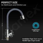 Plantex Flexible Tap for Kitchen Sink/360° Rotating Sink Tap for Basin/Flexible Tape with Teflon Tape – Deck Mount (Chrome)